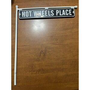 Hot Wheels Place Black & White Metal Street Sign With White Metal Stand 24"x20"‎